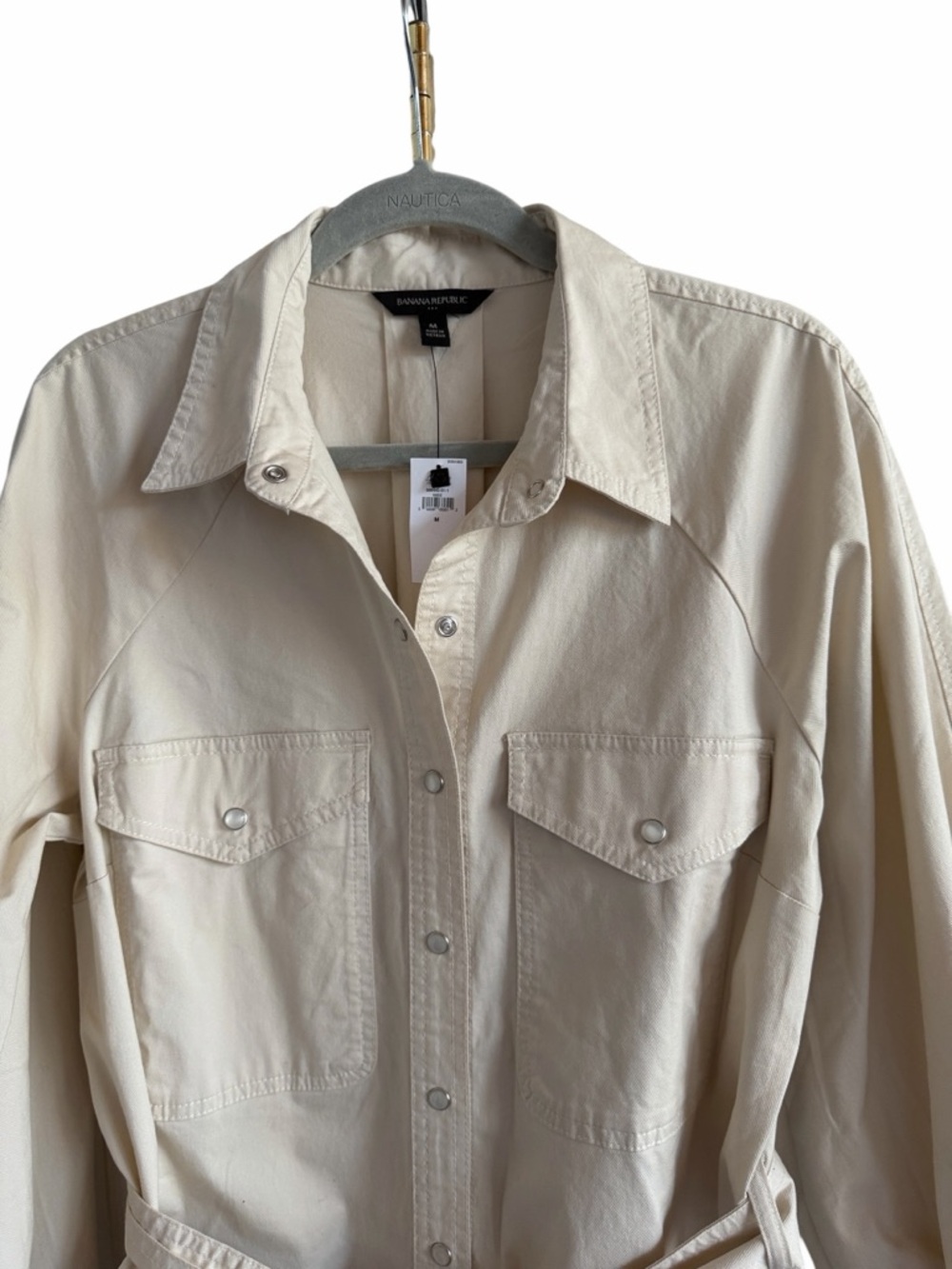 Banana Republic Twill Utility Midi Shirtdress Color: Stone Washed Size M NWT - Picture 5 of 14